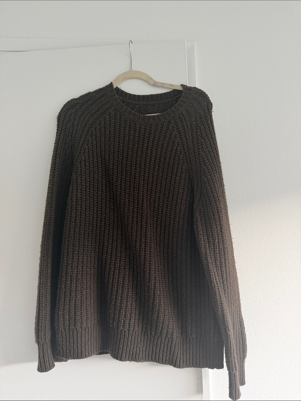 AllSaints Men's Crewneck Chunky Knit Sweater — Dark Brown